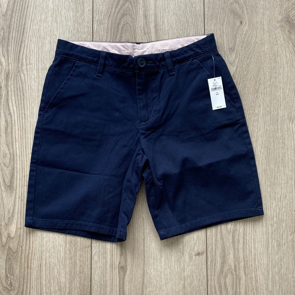 Gap Kids Navy Blue Shorts 16 SLIM NWT Organic Cotton Uniform Adjustable Waist